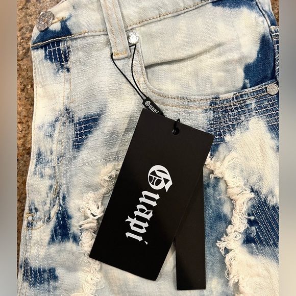 GUAPI Mens Distressed Tie Dye Denim shorts Size 32 NWT Pockets Streetwear - Picture 8 of 9